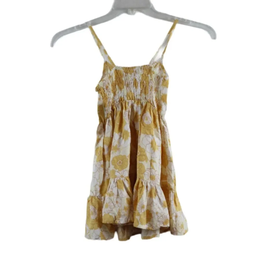 Btween Yellow White Girls Summer Floral Dress w/ Headpiece Spaghetti Strap 5 030
